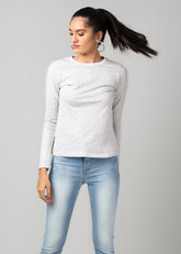 Grey Full Sleeve Basic Tee - WomanLikeU