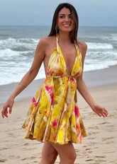 Halter-neck Flared Dress - WomanLikeU