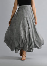 Grey Chambray Bias Full Length Skirt