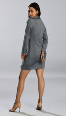 Grey Scuba Blazer Wrap Dress