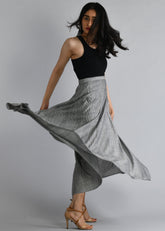 Grey Chambray Bias Full Length Skirt