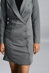 Grey Scuba Blazer Wrap Dress