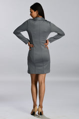Grey Scuba Blazer Wrap Dress