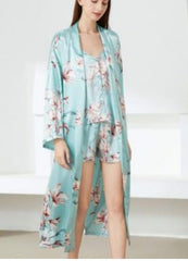 Light Blue 3 piece Sleepwear set - WomanLikeU