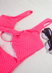 Neon Pink Monokini with Sarong - WomanLikeU