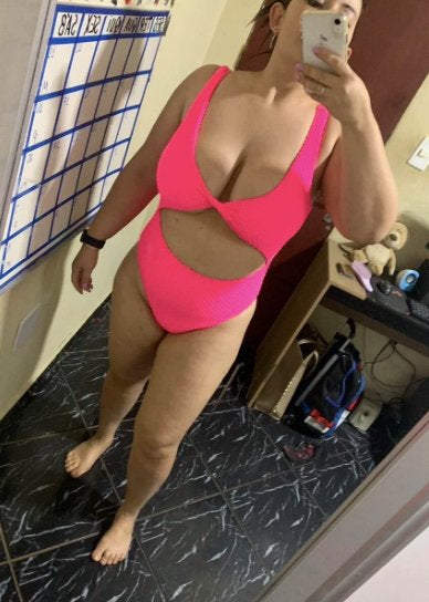 Neon Pink Monokini with Sarong - WomanLikeU