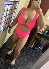 Neon Pink Monokini with Sarong - WomanLikeU