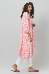 Pink and White Striped Asymmetric Shrug - WomanLikeU
