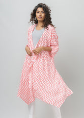 Pink and White Striped Asymmetric Shrug - WomanLikeU