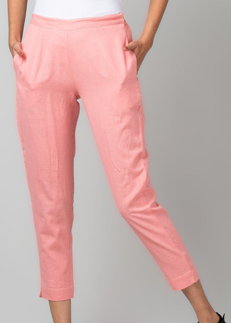 Pink Ankle Fit Cigarette Pants - WomanLikeU