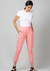 Pink Ankle Fit Cigarette Pants - WomanLikeU