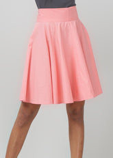Pink Knee Length Flared Skirt - WomanLikeU