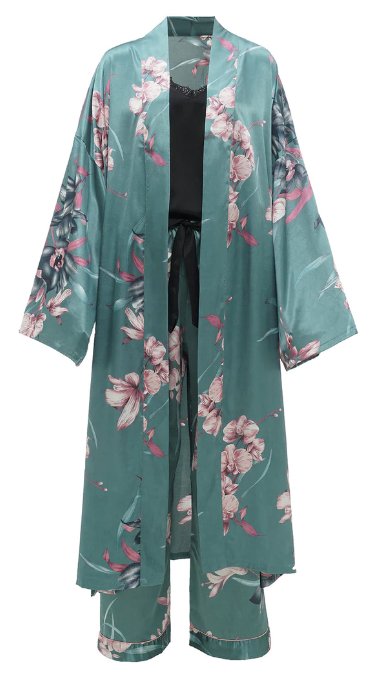 Teal 3 piece Sleepwear set - WomanLikeU