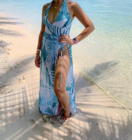 White & green monokini with sarong - WomanLikeU