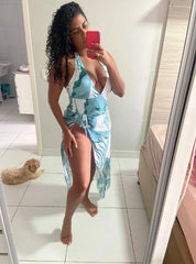 White & green monokini with sarong - WomanLikeU