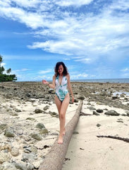 White & green monokini with sarong - WomanLikeU