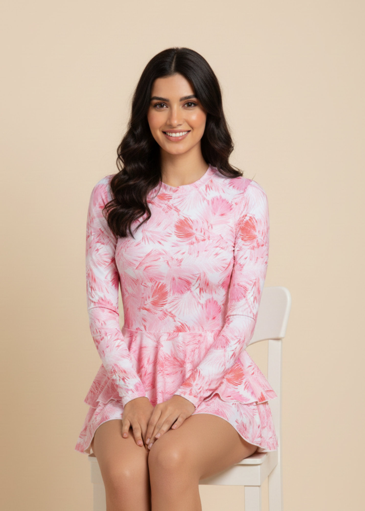 Pink Swim Dress With Full Coverage