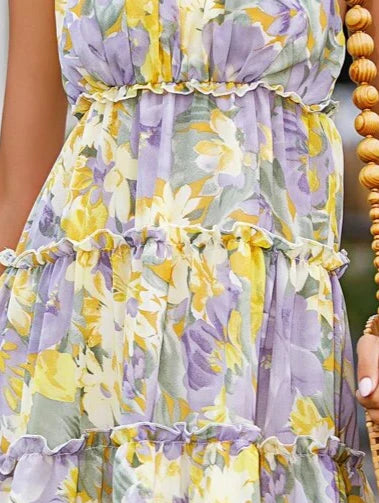 Purple Floral Tiered Dress