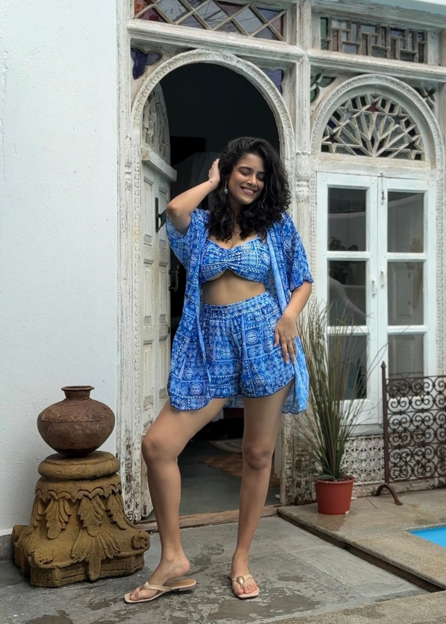 Blue 3-Piece Printed Co-Ord set