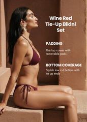 Wine Red Tie-up Bikini Set