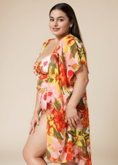 Floral Monokini with a coverup