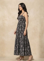 Black & Grey Floral Printed Dress