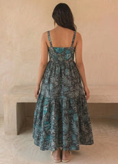 Black & Blue Printed Maxi Dress