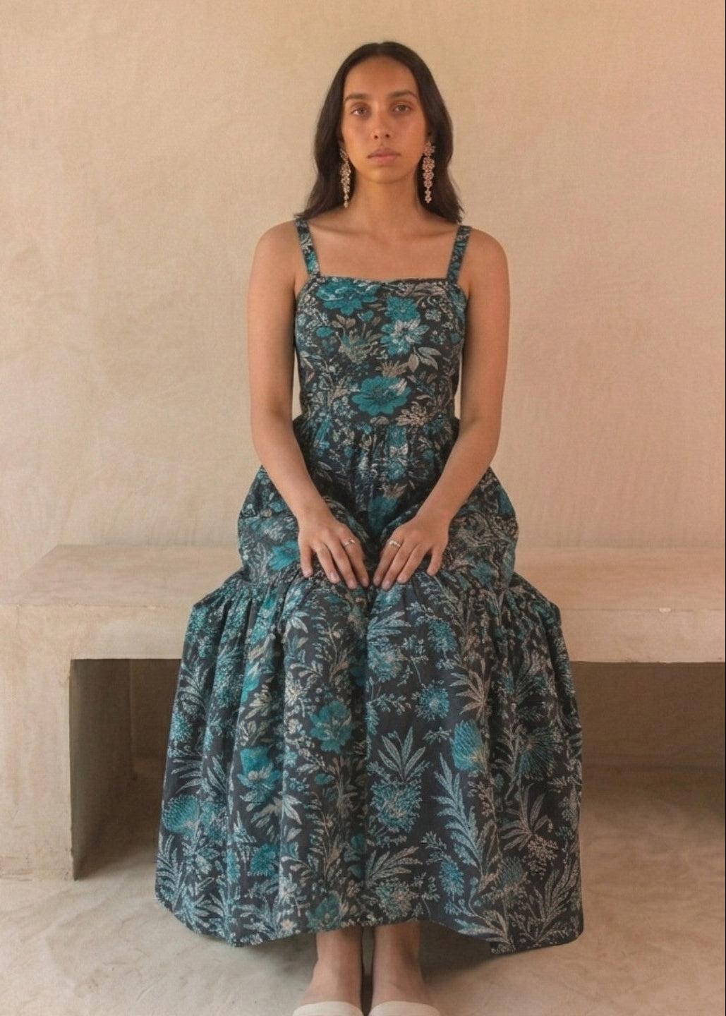 Black & Blue Printed Maxi Dress