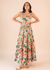 Pink Printed Floral Maxi Dress