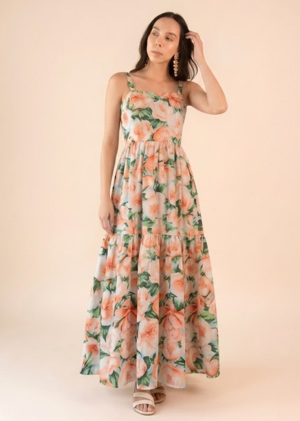 Pink Printed Floral Maxi Dress