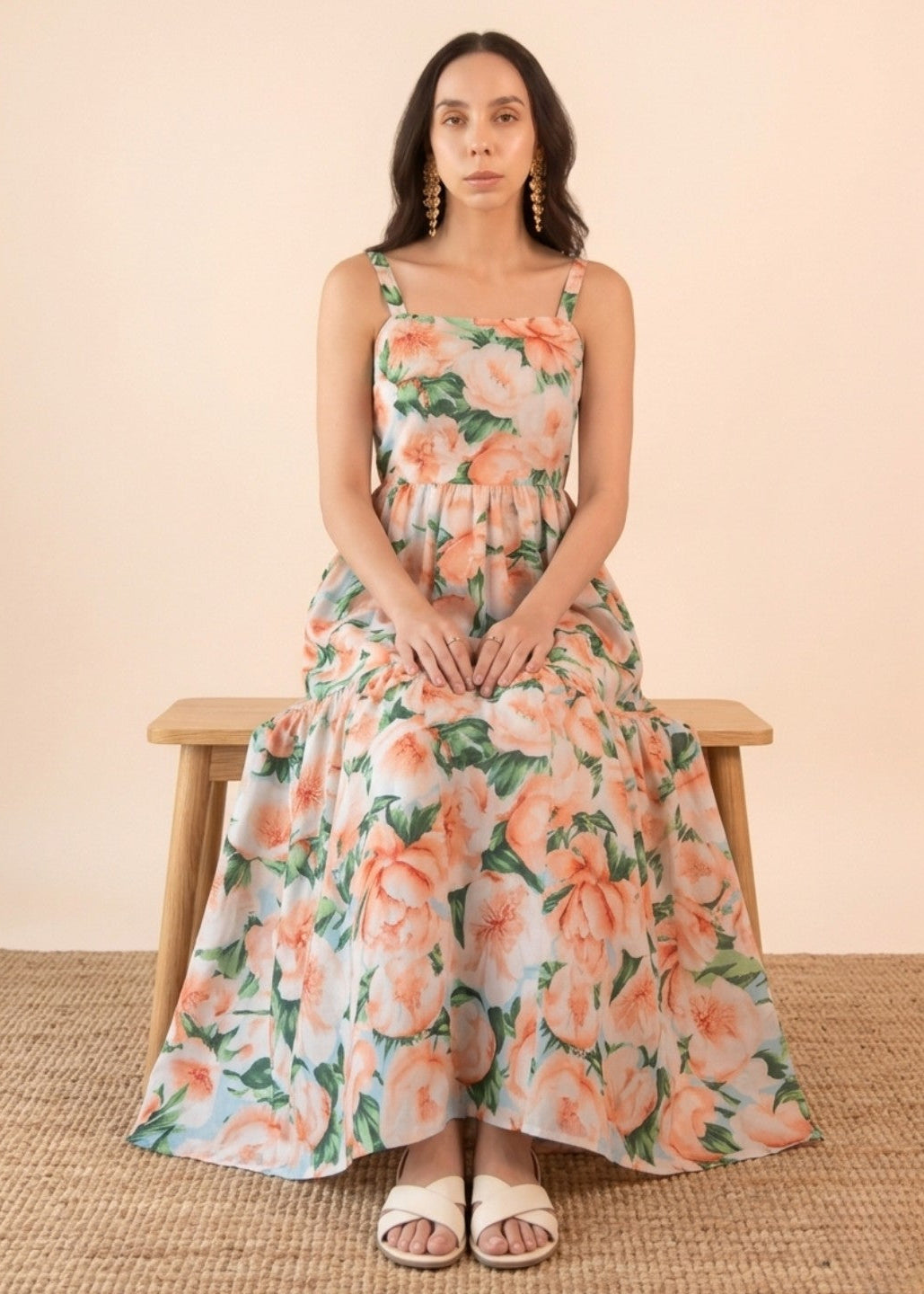 Pink Printed Floral Maxi Dress