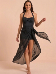Black Padded Monokini with Sarong