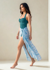 Teal Padded Monokini with Sarong
