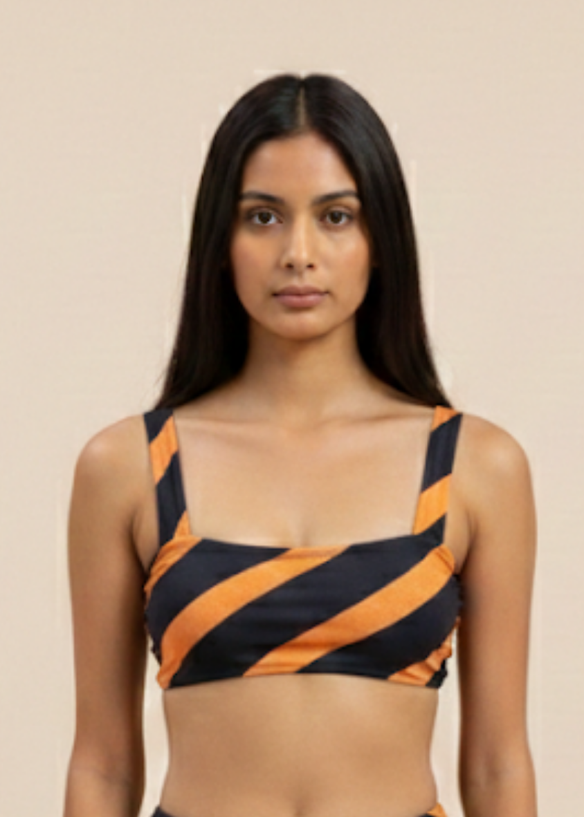 Black & Brown Printed Bikini Top