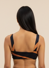 Black & Brown Printed Bikini Top