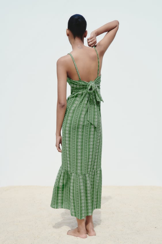 Green Embroidered Maxi Dress