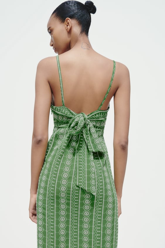 Green Embroidered Maxi Dress