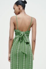 Green Embroidered Maxi Dress