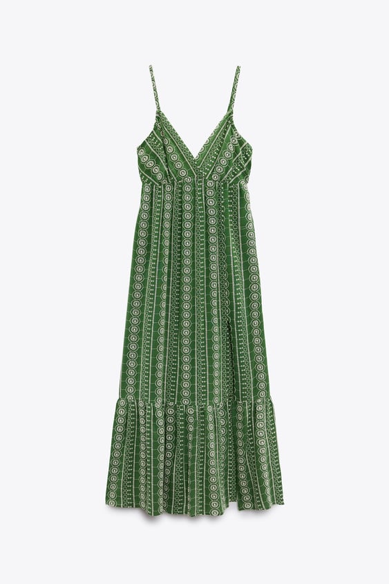 Green Embroidered Maxi Dress