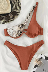 Brown Printed Bikini