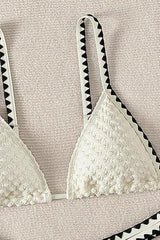 White Low-Cut Bikini with Black Border