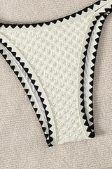 White Low-Cut Bikini with Black Border