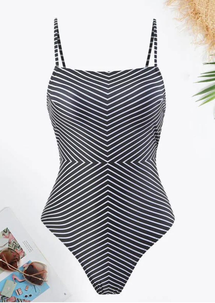 Black Striped Monokini