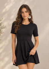 Black Swim Dress With Shorts
