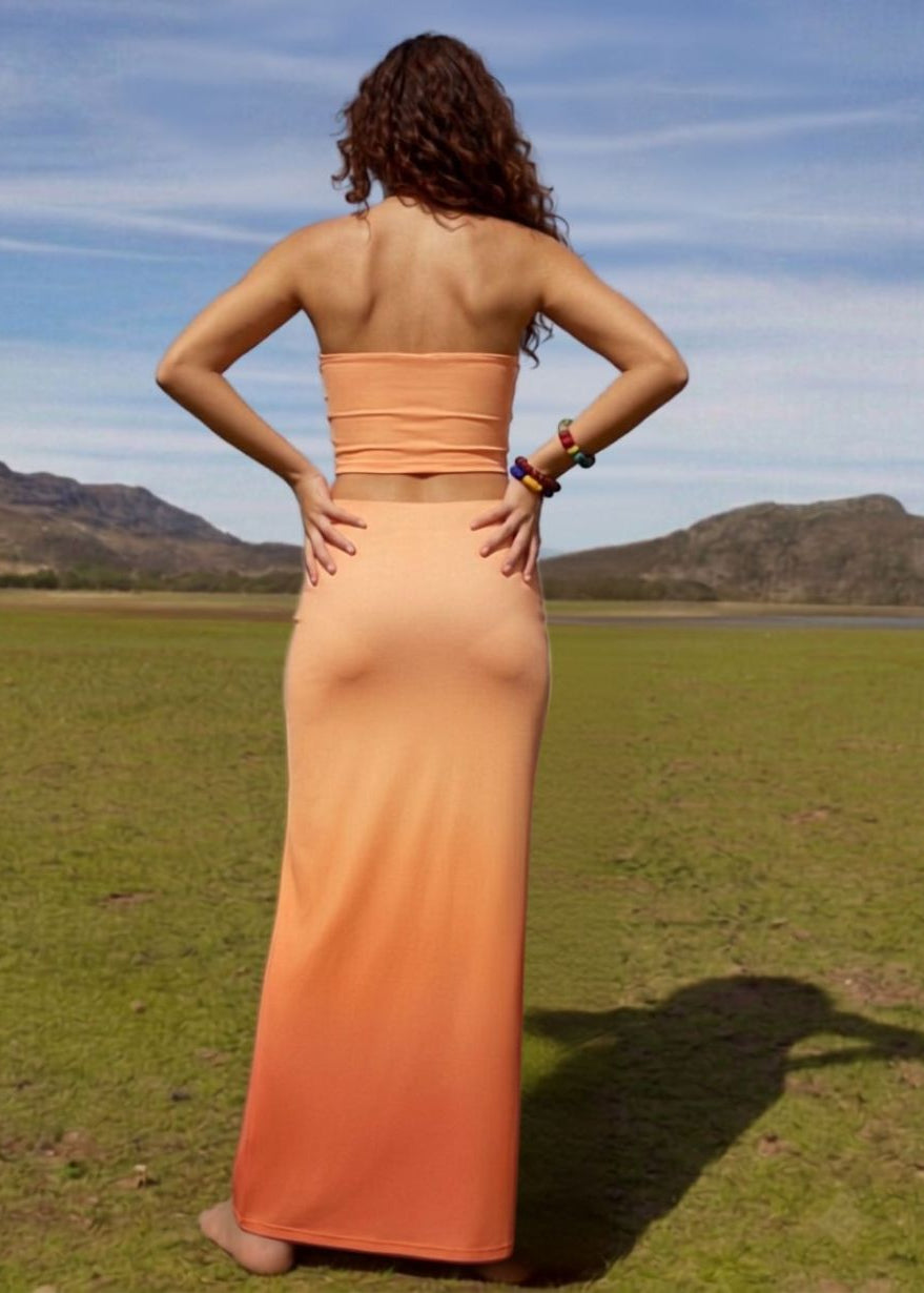 Orange High-Slit Dress