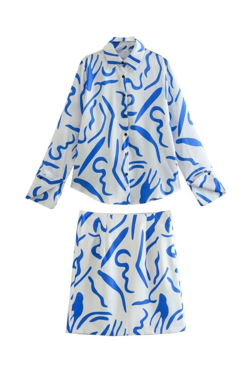 White & Blue Co-ord Set