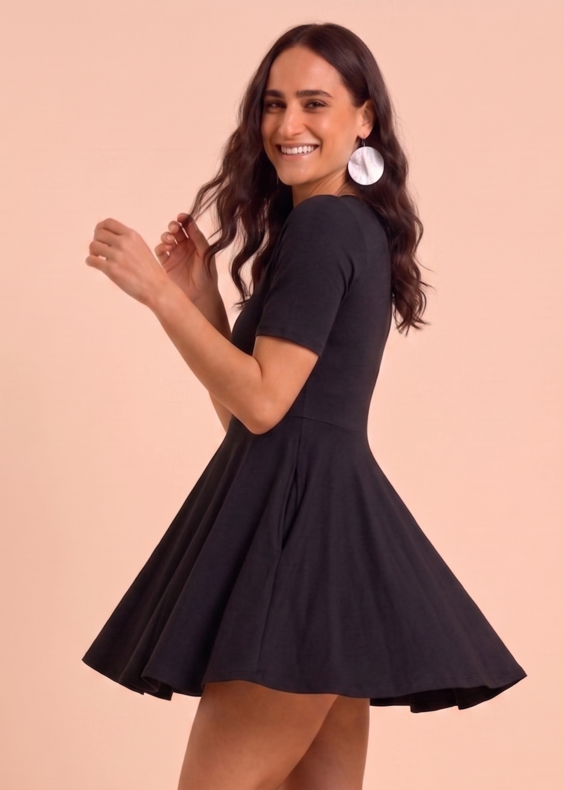Black Swim Dress With Shorts