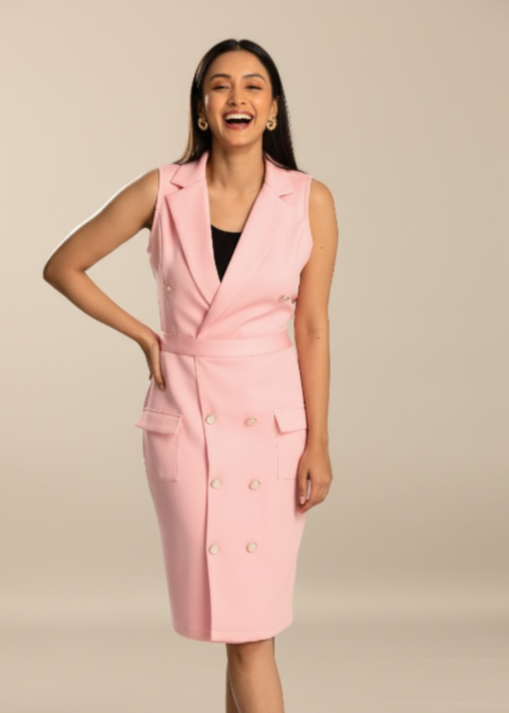 Pink Scuba Blazer Dress