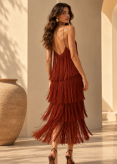 Maroon Tassel Dress