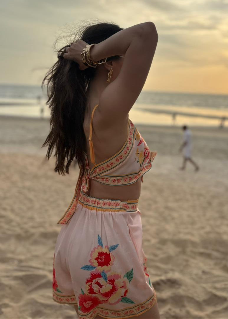 Beige Floral Printed Co-Ord Set